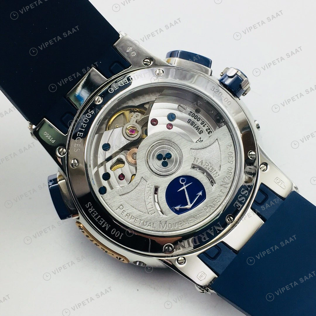 Ulysse Nardin El Toro Mavi Kadran Çelik Super Clone ETA Eta Saat detay 8