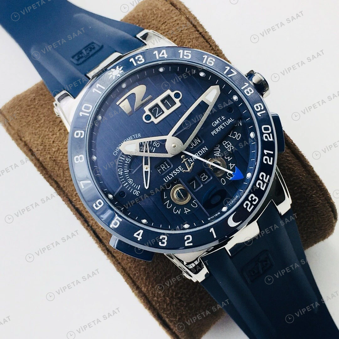 Ulysse Nardin El Toro Mavi Kadran Çelik Super Clone ETA Eta Saat detay 9