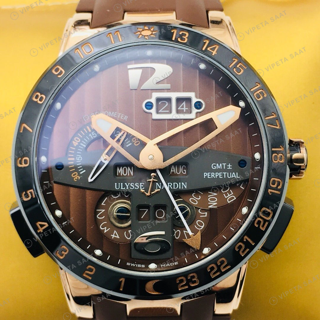 Ulysse Nardin El Toro Perpetual Kahve Kadran Gold Super Clone ETA Eta Saat detay 6