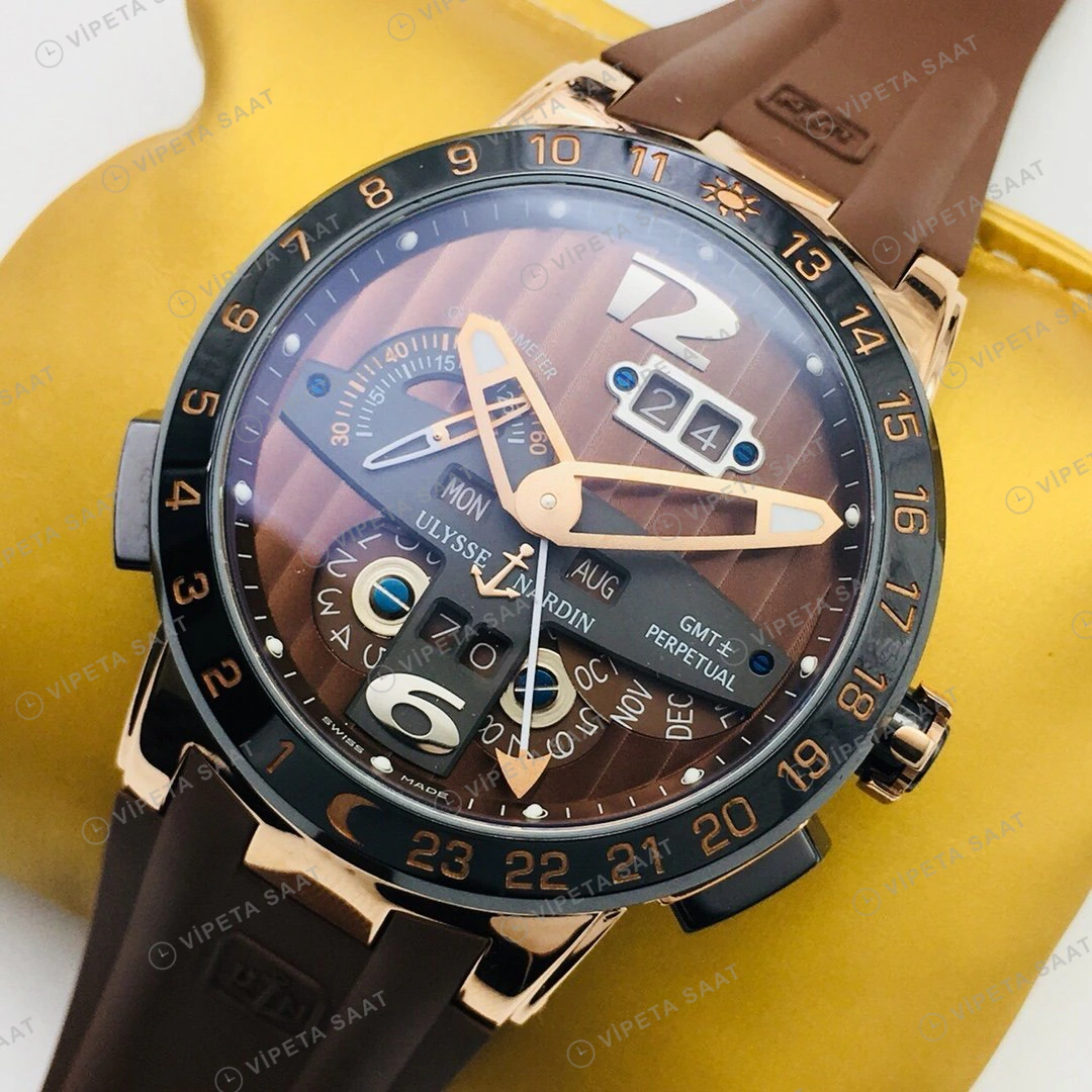 Ulysse Nardin El Toro Perpetual Kahve Kadran Gold Super Clone ETA Eta Saat detay 7