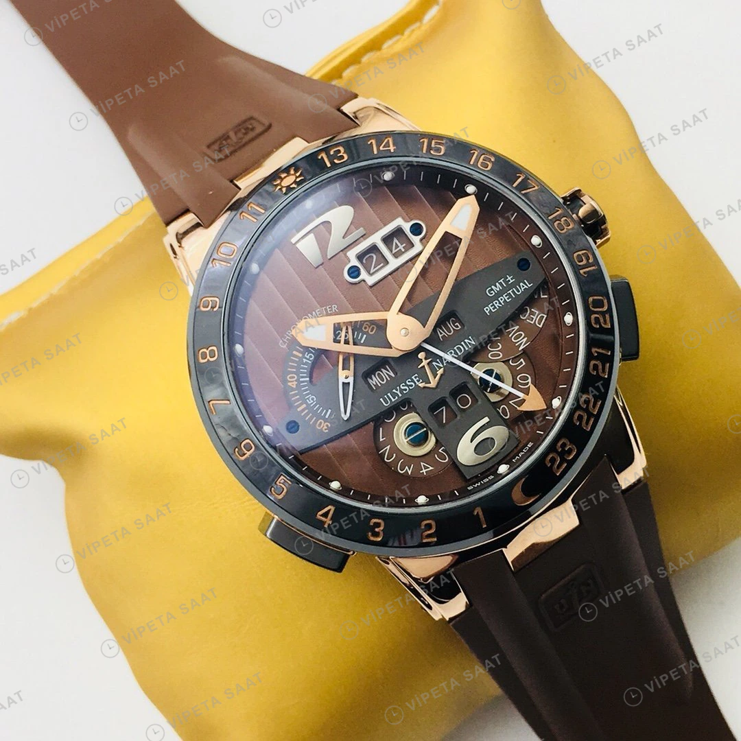 Ulysse Nardin El Toro Perpetual Kahve Kadran Gold Super Clone ETA Eta Saat detay 8