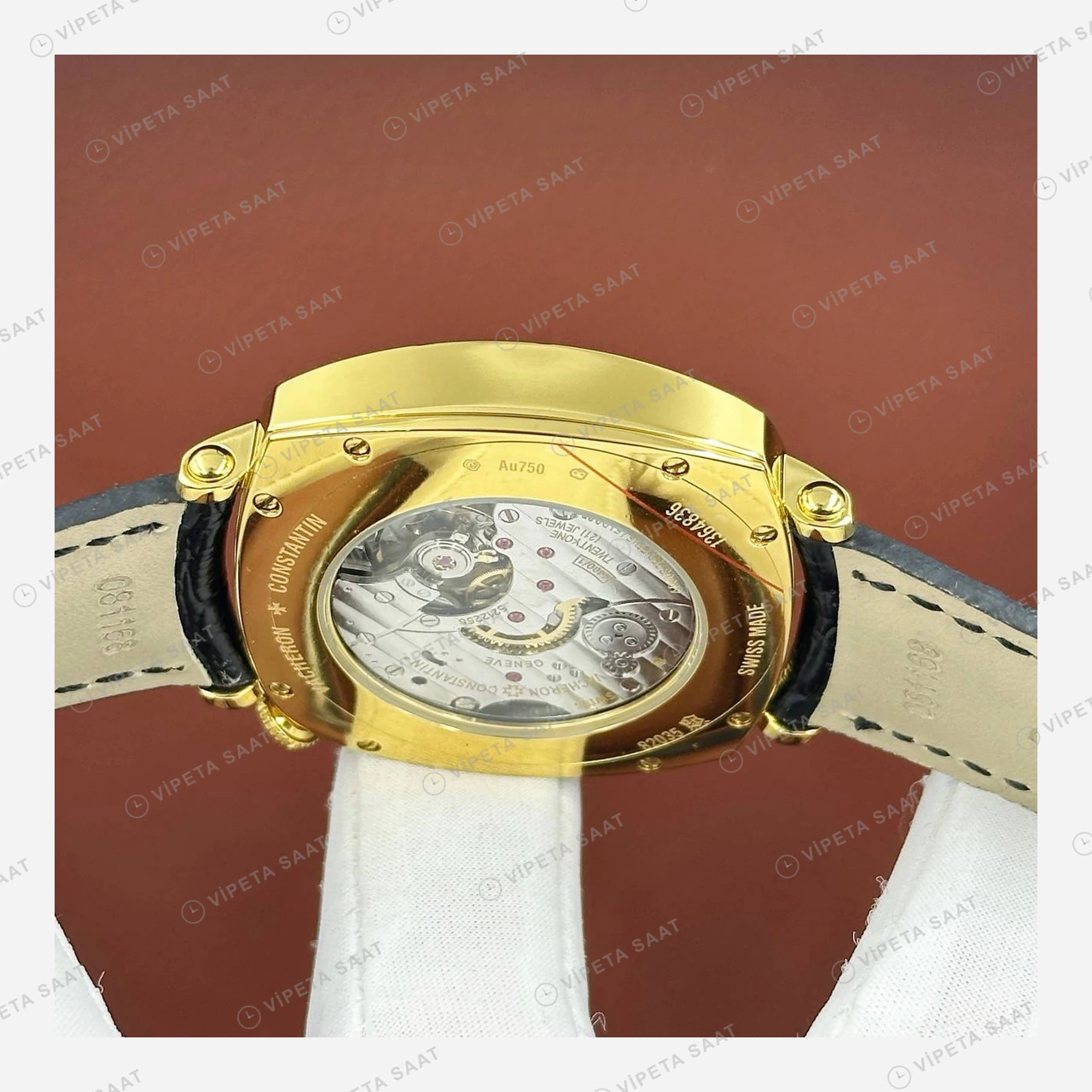 Vacheron Constantin 40 mm Historiques American 1921 Altın Beyaz Kadran Deri Super Clone ETA Eta Saat detay 5