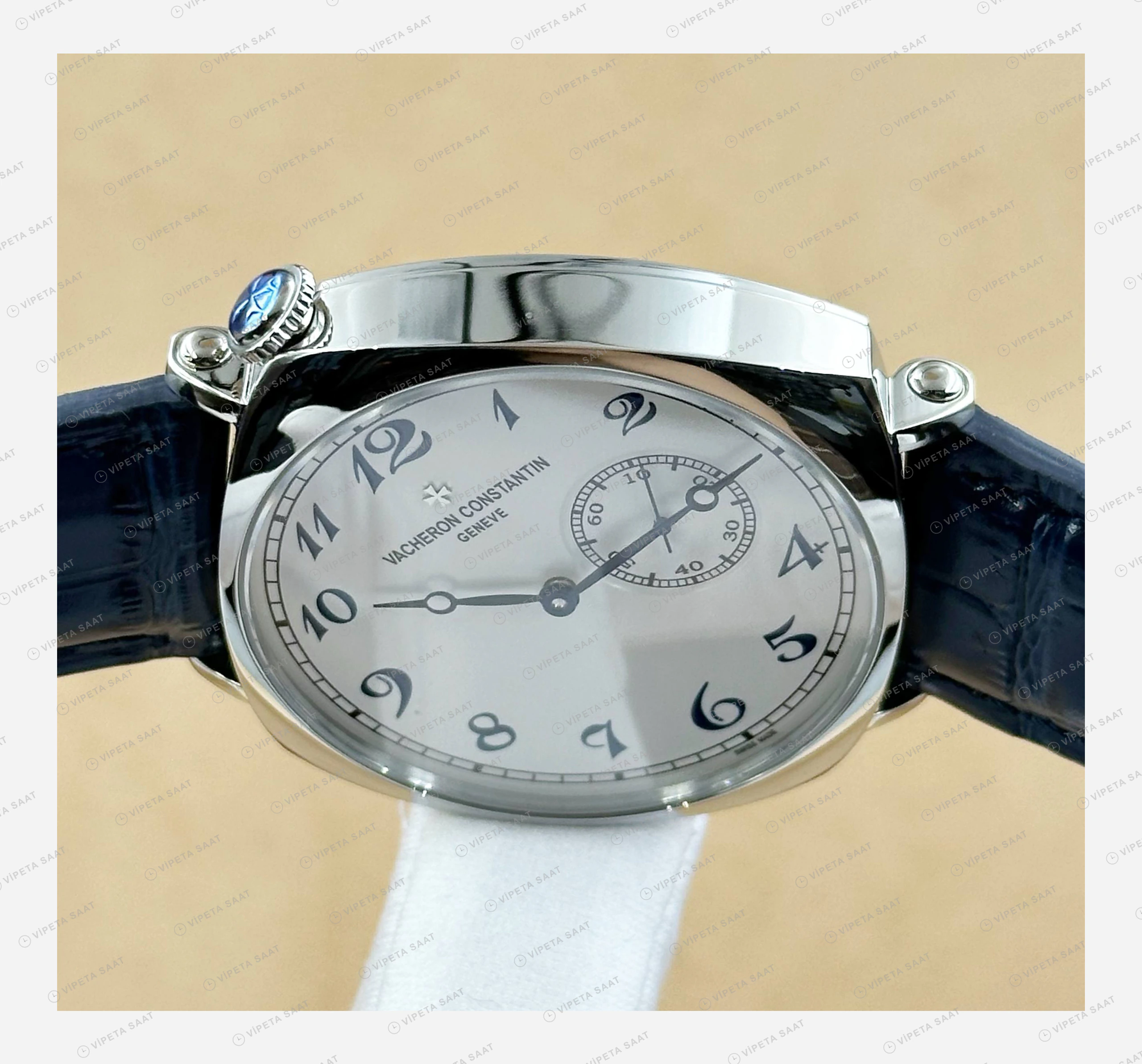 Vacheron Constantin 40 mm Historiques American 1921 Beyaz Kadran Deri Gece Super Clone ETA Eta Saat detay 3