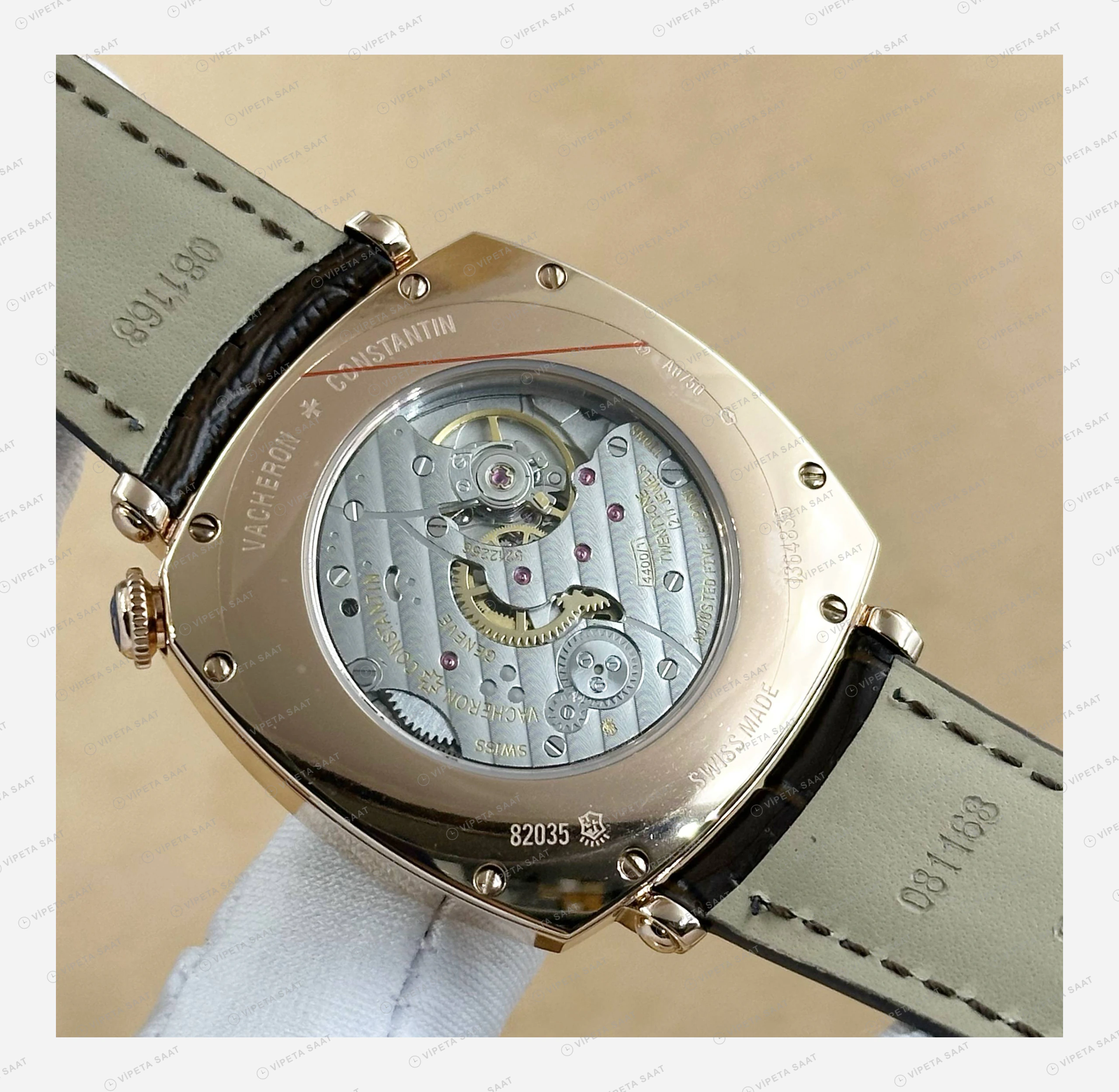 Vacheron Constantin 40 mm Historiques American 1921 Beyaz Kadran Deri Gündüz Super Clone ETA Eta Saat detay 6