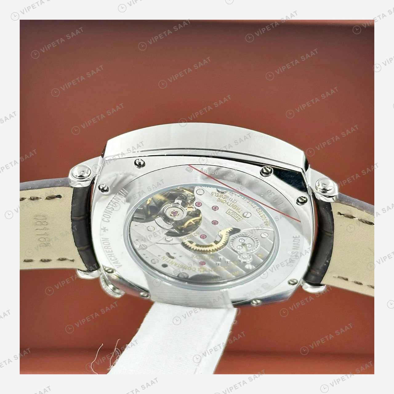 Vacheron Constantin 40 mm Historiques American 1921 Beyaz Kadran Deri Super Clone ETA Eta Saat detay 4