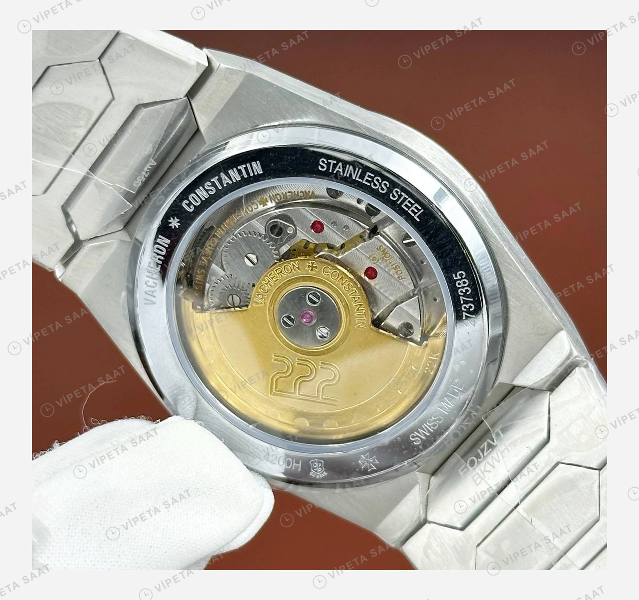Vacheron Constantin 41 mm Overseas Gümüş Kadran Çelik Super Clone ETA Eta Saat detay 4