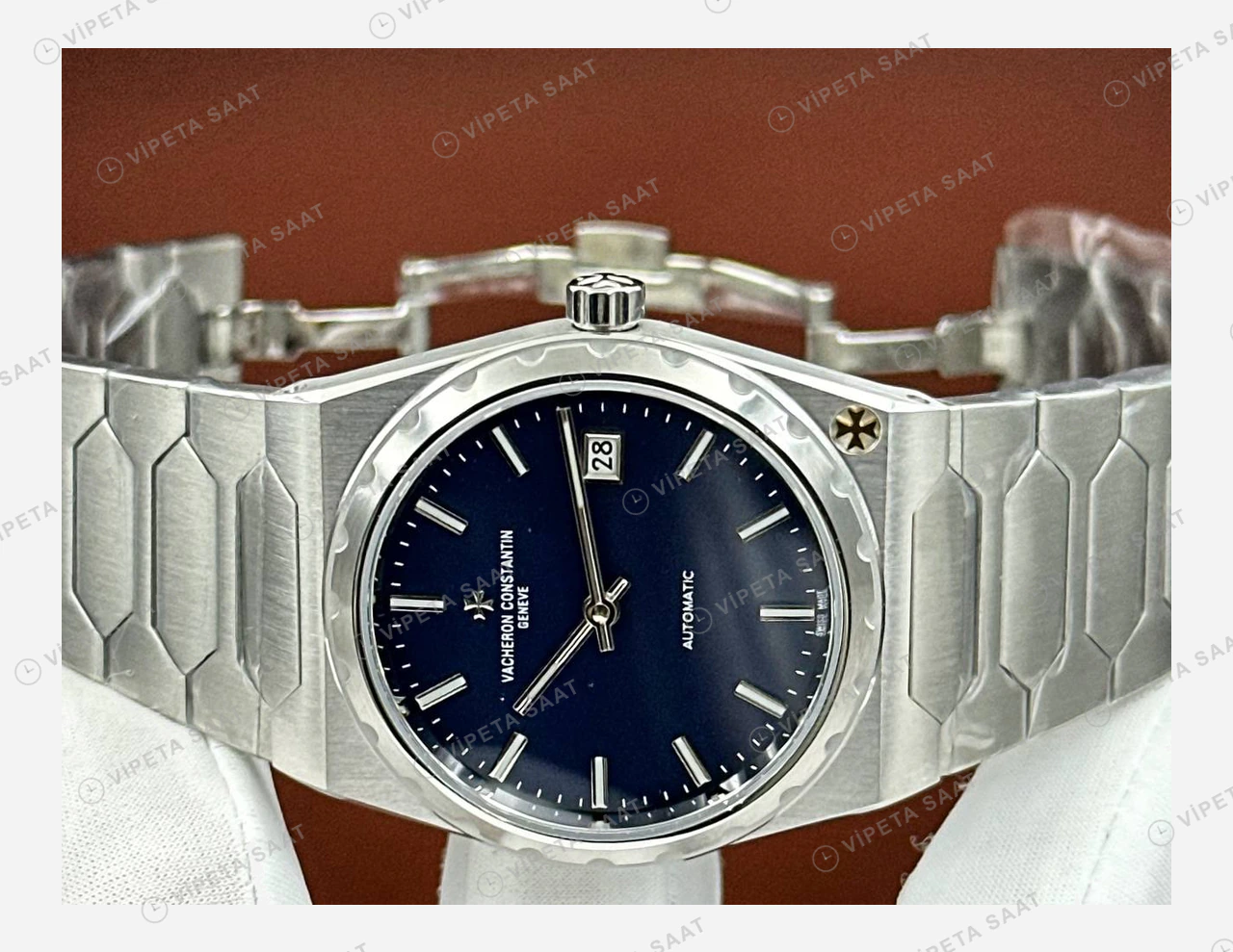 Vacheron Constantin 41 mm Overseas Mavi Kadran Çelik Parlak Super Clone ETA Eta Saat detay 3