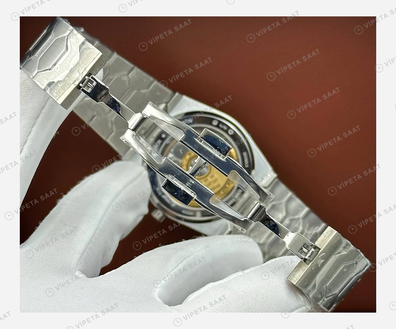 Vacheron Constantin 41 mm Overseas Mavi Kadran Çelik Parlak Super Clone ETA Eta Saat detay 5