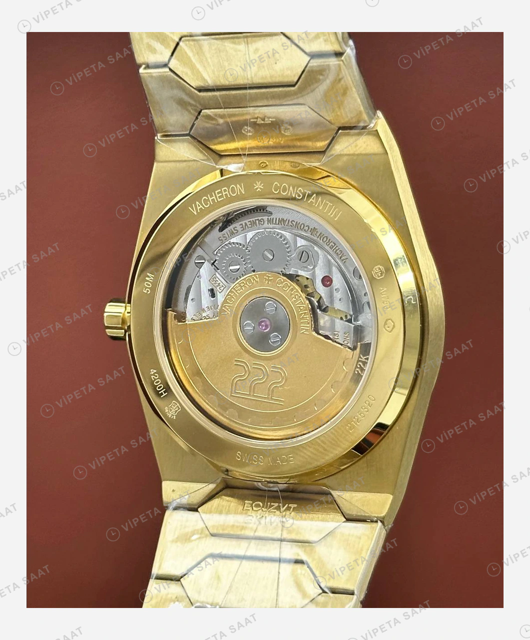 Vacheron Constantin 41 mm Overseas Şampanya Kadran Altın Super Clone ETA Eta Saat detay 5