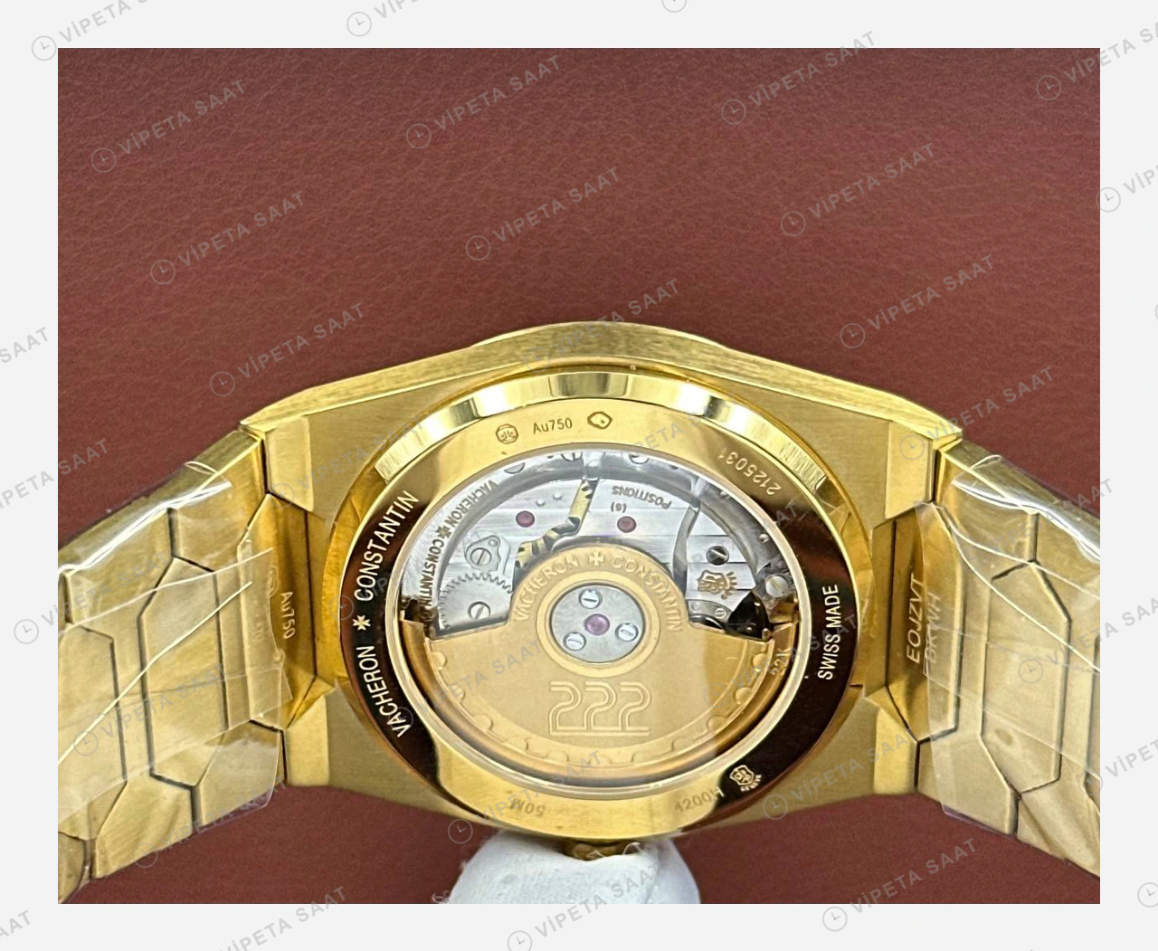 Vacheron Constantin 41 mm Overseas Siyah Kadran Altın Super Clone ETA Eta Saat detay 5