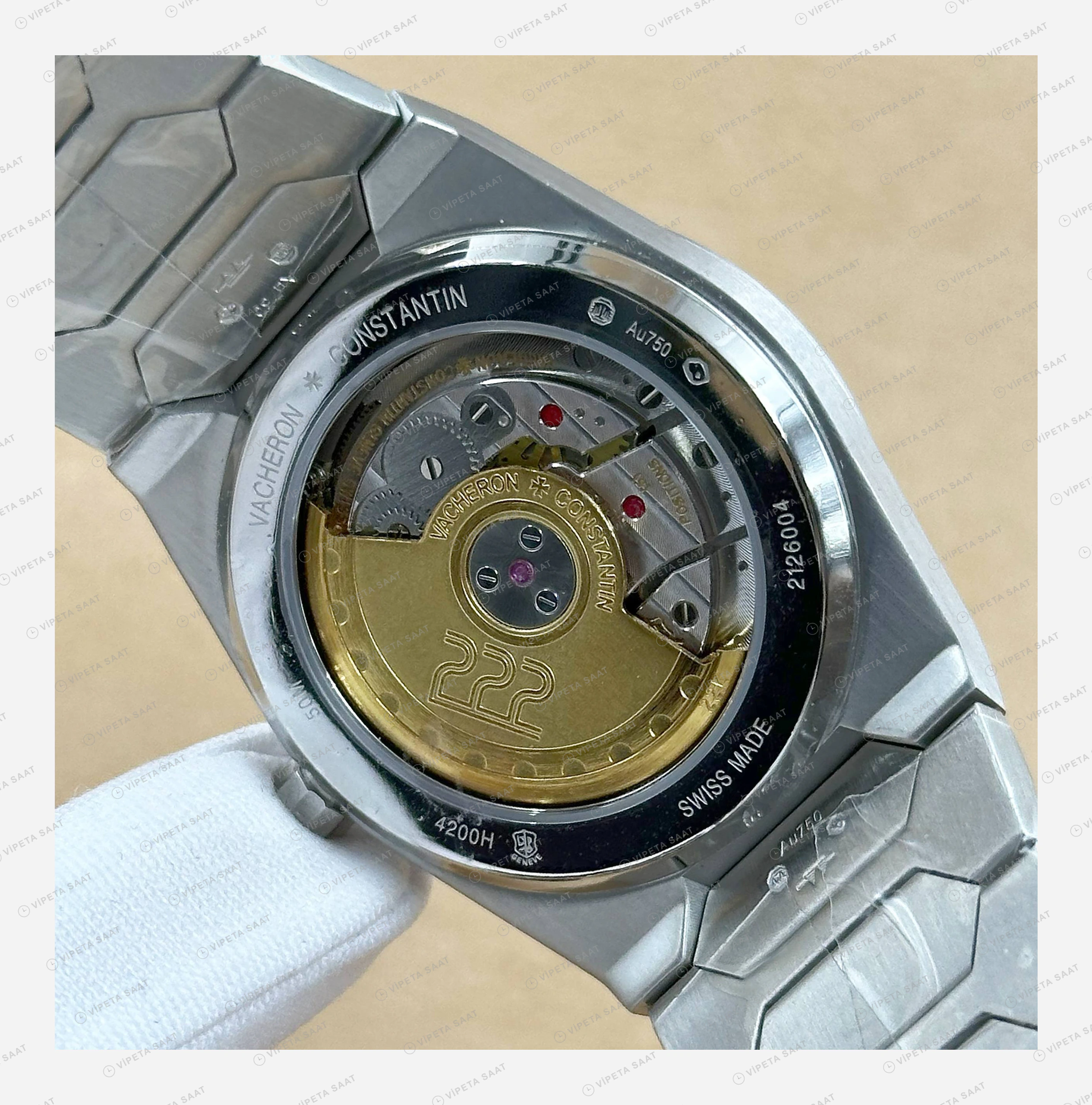 Vacheron Constantin 41 mm Overseas Siyah Kadran Çelik Parlak Super Clone ETA Eta Saat detay 5