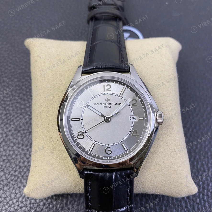 Vacheron Constantin Fiftysix Gumus Kadran Siyah Deri Super Clone Eta Eta Saat detay 4