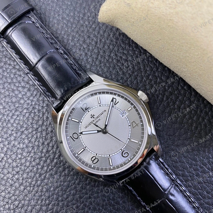 Vacheron Constantin Fiftysix Gumus Kadran Siyah Deri Super Clone Eta Eta Saat detay 8