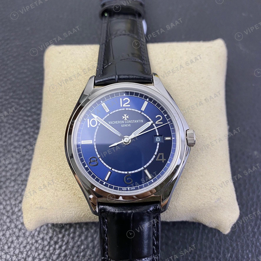 Vacheron Constantin Fiftysix Mavi Kadran Siyah Deri Super Clone Eta Eta Saat detay 5