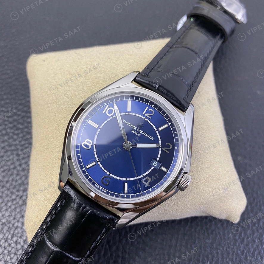 Vacheron Constantin Fiftysix Mavi Kadran Siyah Deri Super Clone Eta Eta Saat detay 8