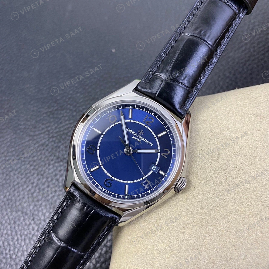 Vacheron Constantin Fiftysix Mavi Kadran Siyah Deri Super Clone Eta Eta Saat detay 9