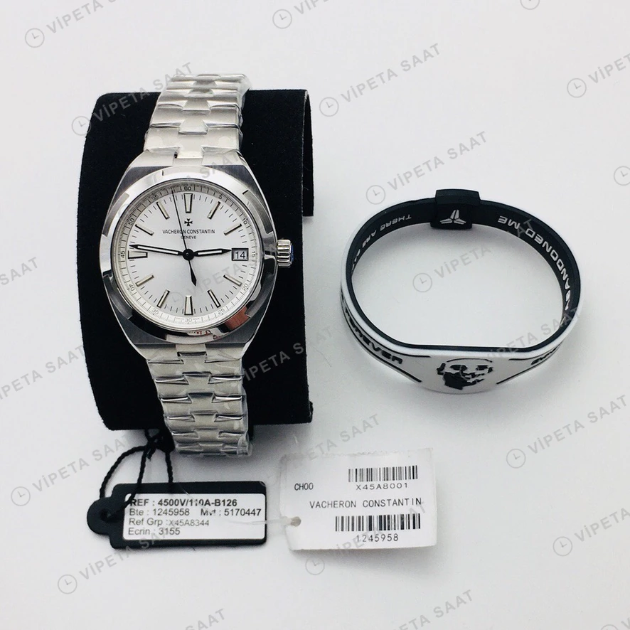 Vacheron Constantin Overseas Celik Kasa Gumus Kadran Celik Kordon Super Clone Eta Eta Saat detay 6
