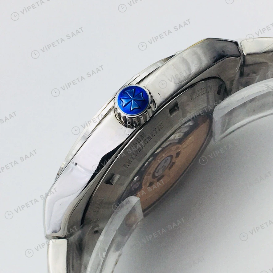Vacheron Constantin Overseas Celik Kasa Gumus Kadran Celik Kordon Super Clone Eta Eta Saat detay 7