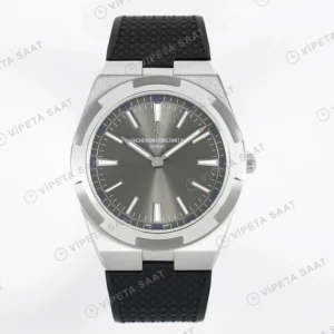 Vacheron Constantin Overseas Gri Kadran Siyah Kaucuk Kordon Super Clone Eta Eta Saat karşıdan görünüm
