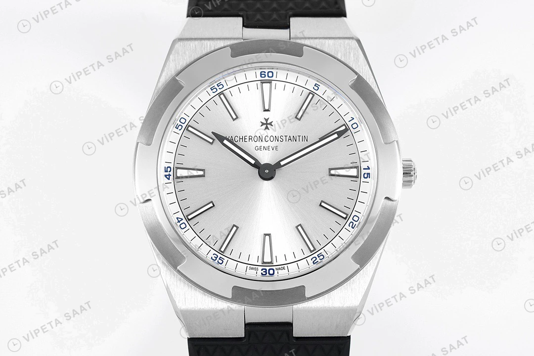 Vacheron Constantin Overseas Gumus Kadran Siyah Kaucuk Kordon Super Clone Eta Eta Saat detay 5