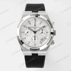 Vacheron Constantin Overseas Kronograf Beyaz Kadran Siyah Kaucuk Kordon Super Clone Eta Eta Saat yan görünüm