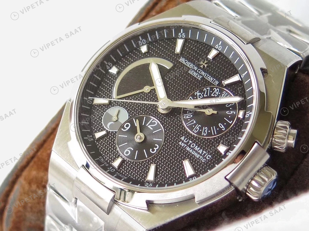 Vacheron Constantin Overseas Siyah Kadran Celik Kordon Super Clone Eta Eta Saat detay 8