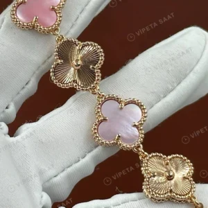 Van Cleef Alhambra Pembe Kadran Bileklik Super Clone ETA Saat karşıdan görünüm