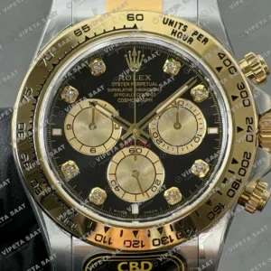 Rolex Daytona 116503 Rolesor Black Diamond Champagne Dial 4130 ETA saat Super Clone Eta Saat detay 3