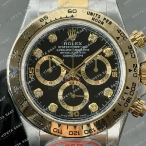 Rolex Daytona 116503 Rolesor Black Diamond Dial 4130 ETA saat Super Clone Eta Saat detay 3