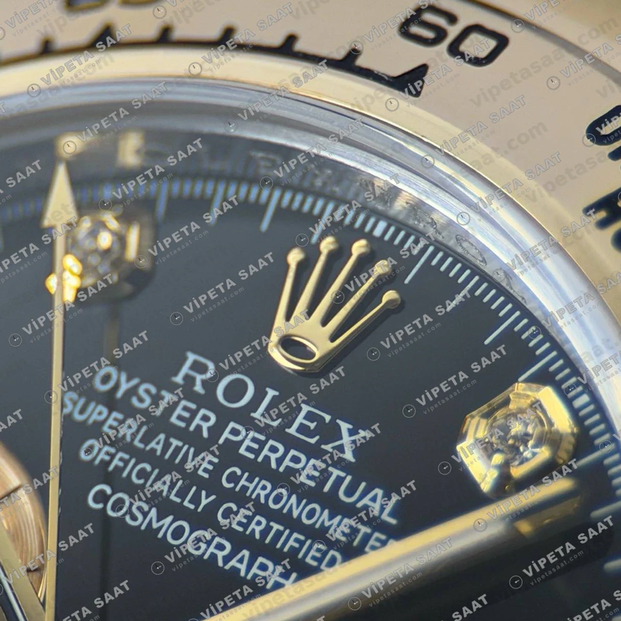 Rolex Daytona 116503 Rolesor Black Diamond Dial 4130 ETA saat Super Clone Eta Saat detay 6