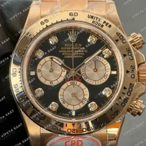 Rolex Daytona 116505 Everose Black Diamond Dial 4130 ETA saat Super Clone Eta Saat detay 4