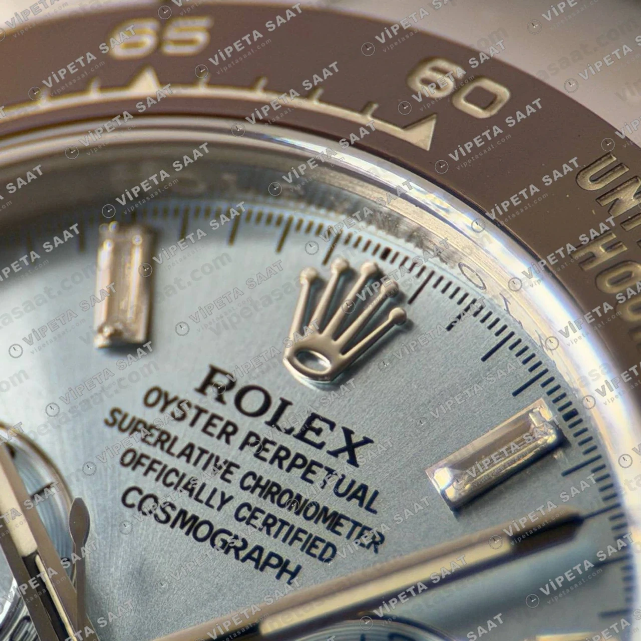Rolex Daytona 116506 Platinum Ice Blue Diamond Dial 4130 ETA saat Super Clone Eta Saat karşıdan görünüm