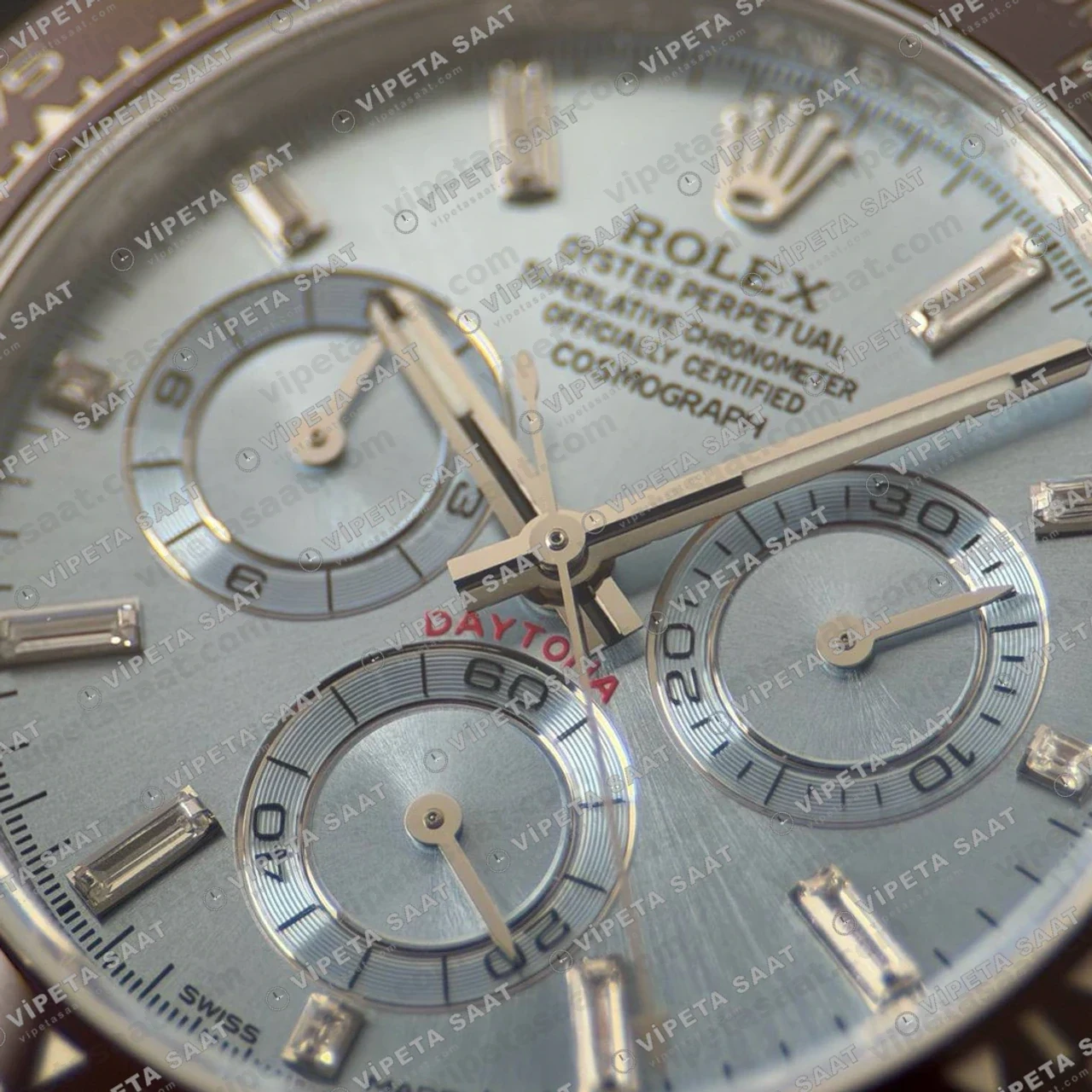 Rolex Daytona 116506 Platinum Ice Blue Diamond Dial 4130 ETA saat Super Clone Eta Saat yan görünüm