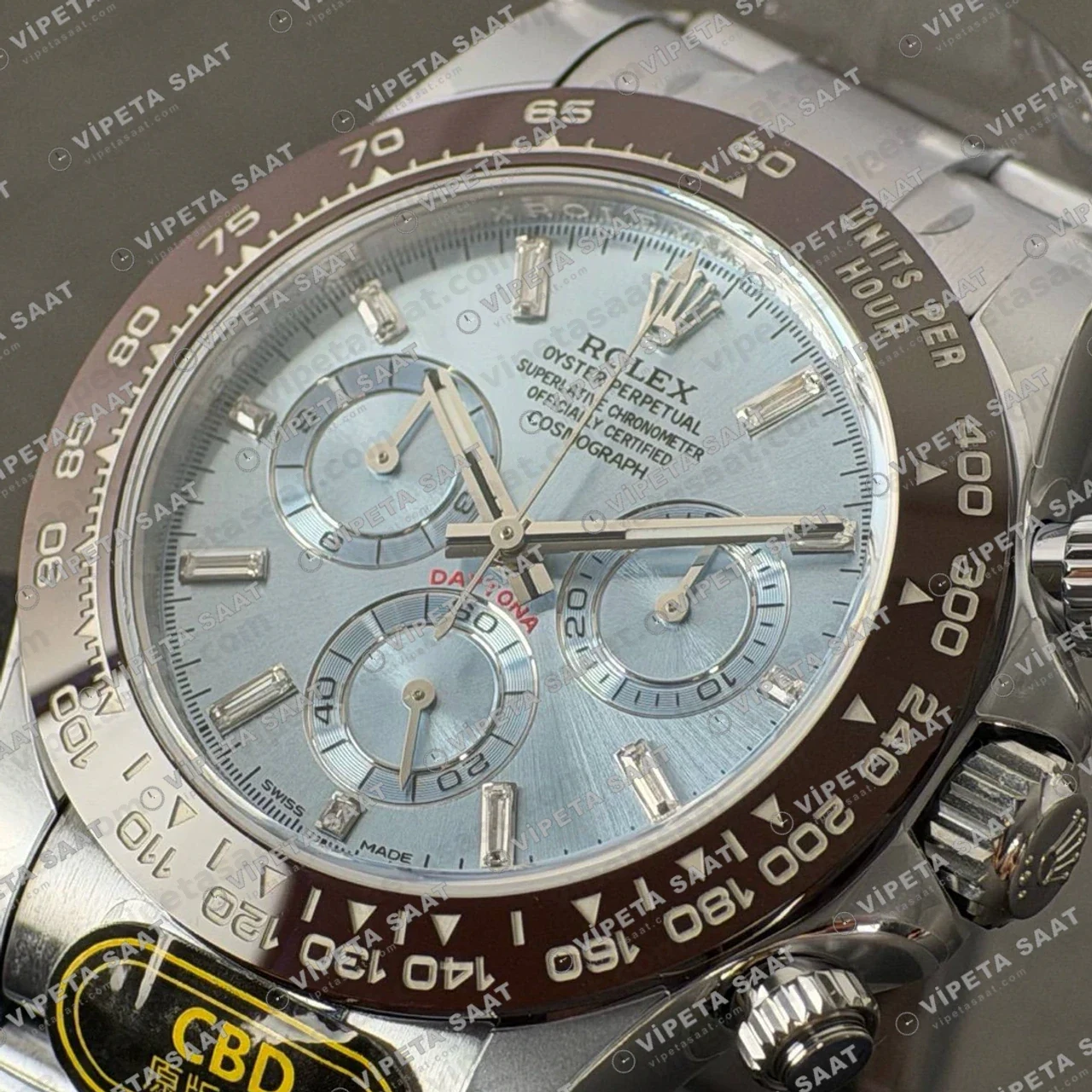 Rolex Daytona 116506 Platinum Ice Blue Diamond Dial 4130 ETA saat Super Clone Eta Saat detay 6