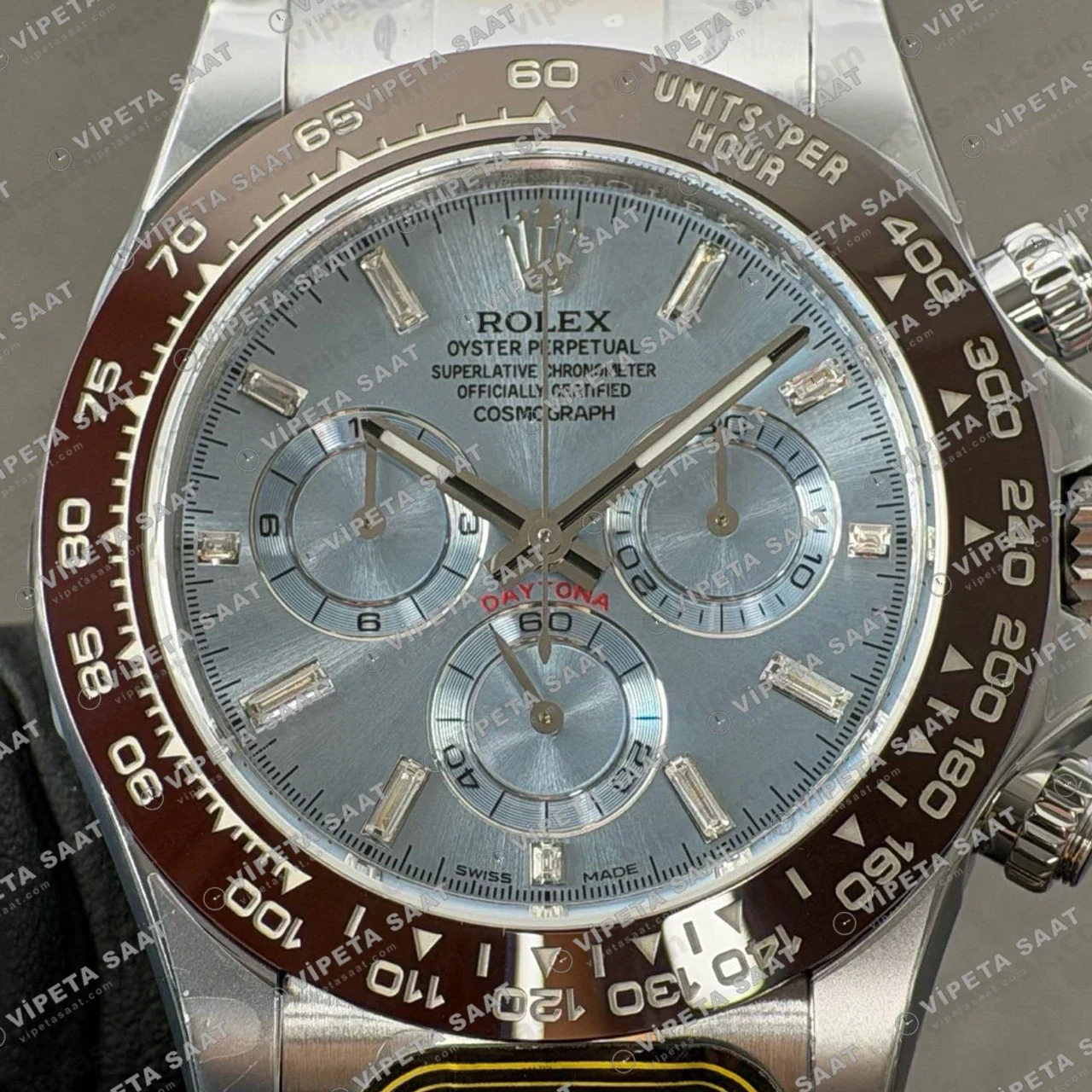 Rolex Daytona 116506 Platinum Ice Blue Diamond Dial 4130 ETA saat Super Clone Eta Saat detay 7