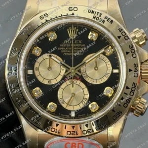 Rolex Daytona 116508 Yellow Gold Black Diamond Dial 4130 ETA saat Super Clone Eta Saat detay 7