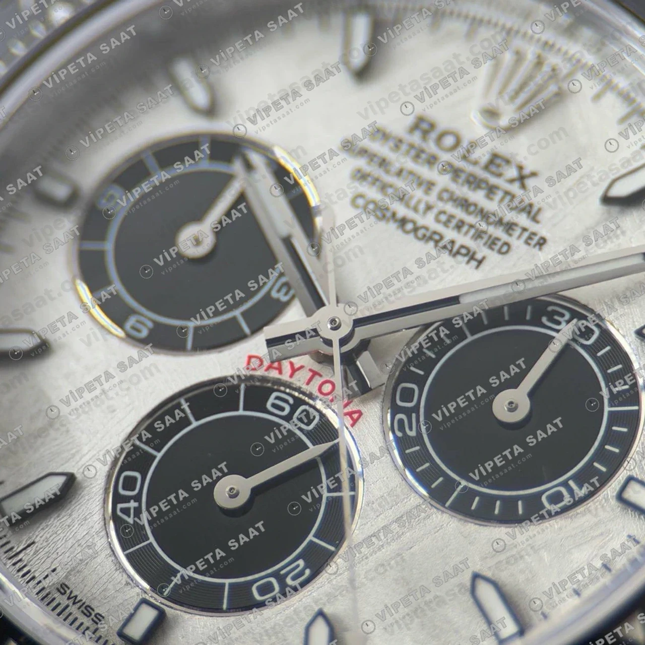 Rolex Daytona 116519LN White Gold Meteorite Dial 4130 ETA saat Super Clone Eta Saat karşıdan görünüm