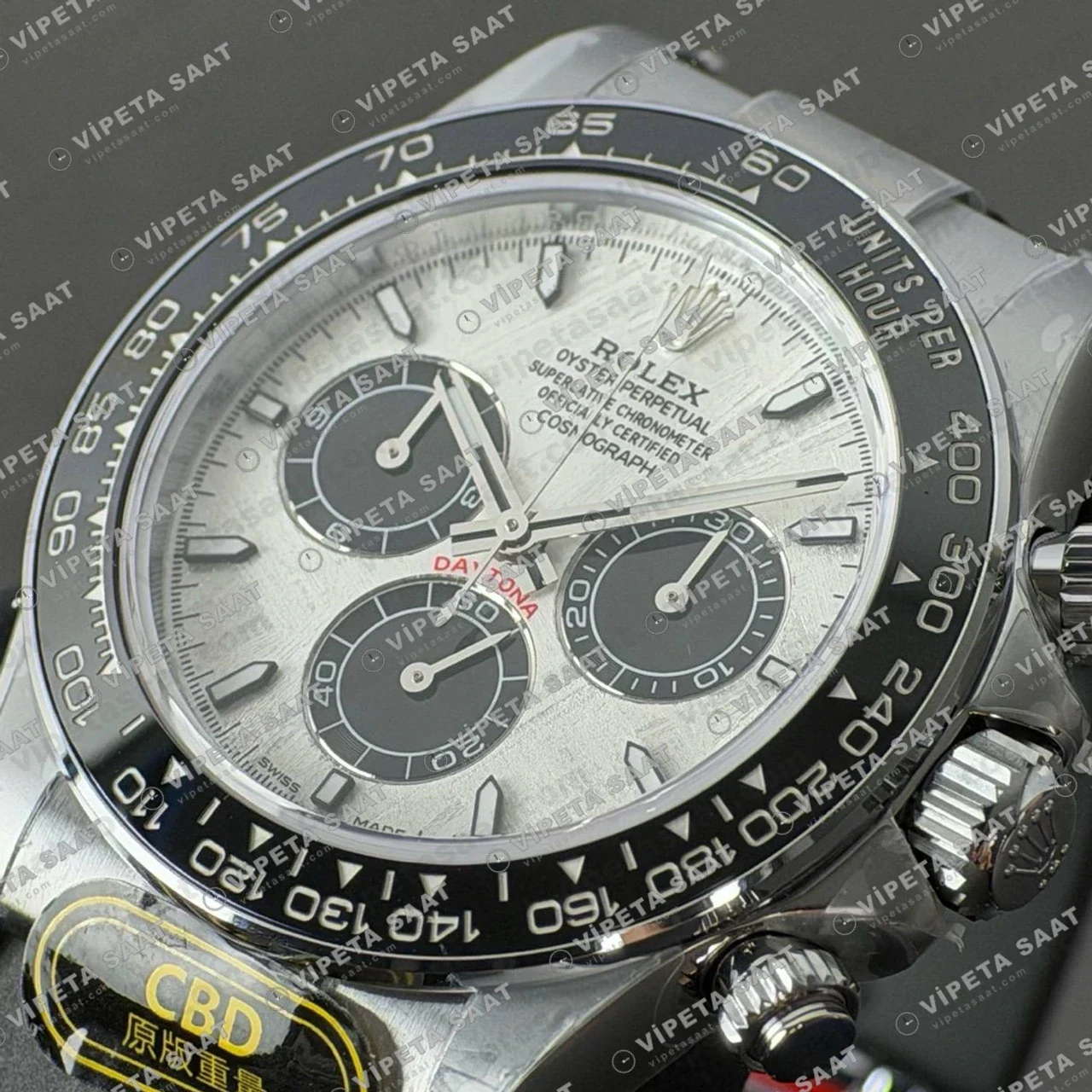 Rolex Daytona 116519LN White Gold Meteorite Dial 4130 ETA saat Super Clone Eta Saat detay 4