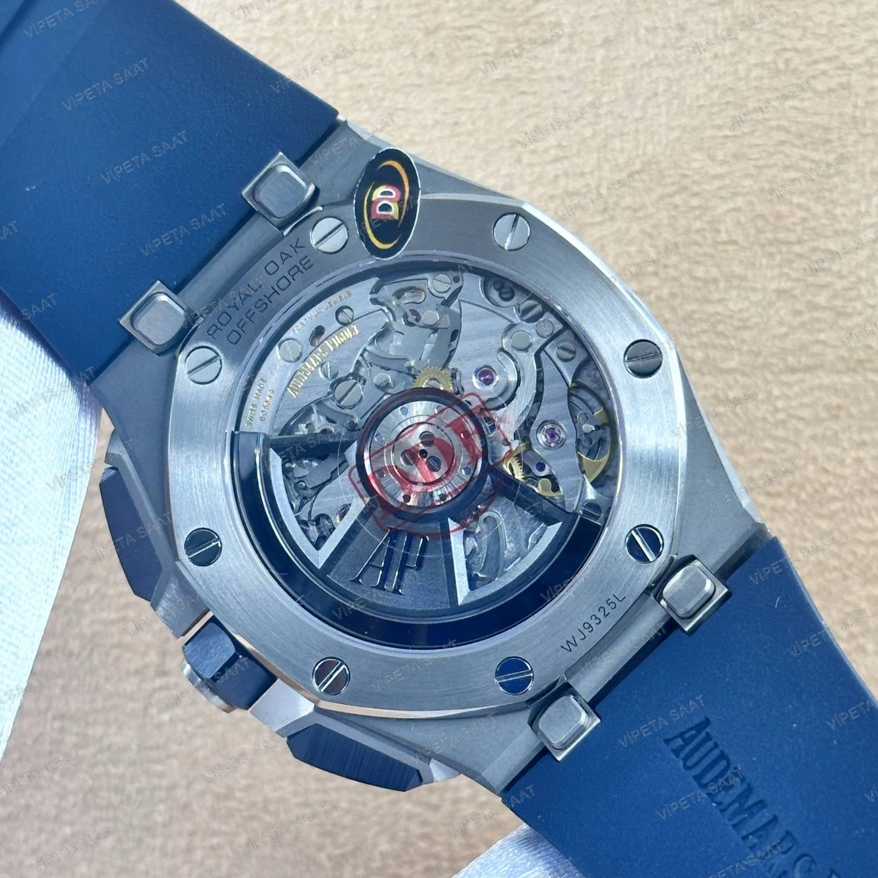 Audemars Piguet Royal Oak Offshore Chronograph 26420SO 43 MM Mavi Kadran Siyah Seramik Bezel Super Clone ETA Saat Detay Görsel 4
