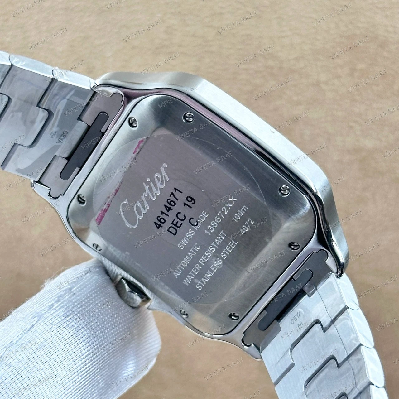 Cartier Santos de Cartier Large WSSA0030 39.8 MM Mavi Kadran Çelik Bilezik Super Clone ETA Saat Detay Görsel 4
