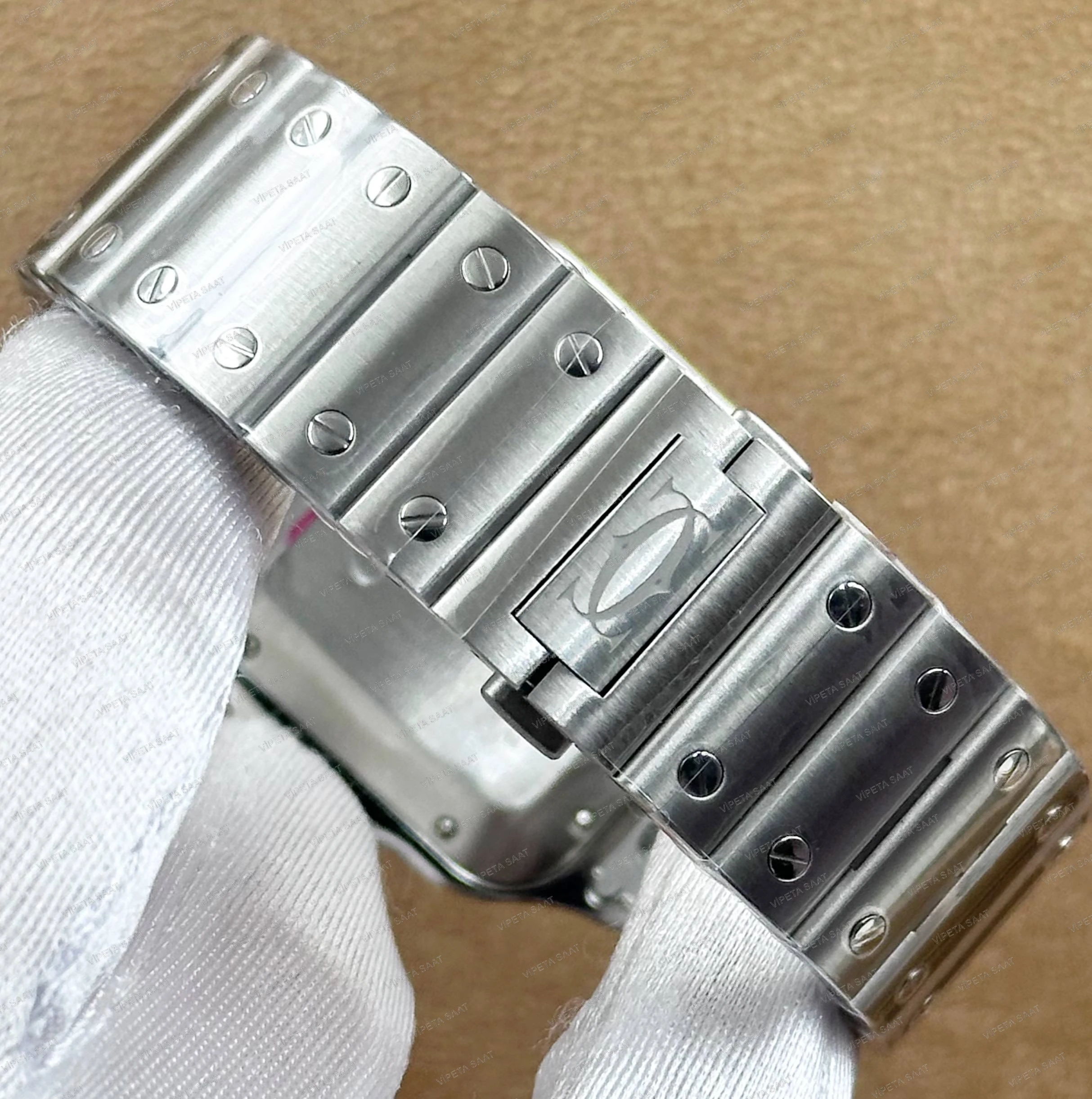 Cartier Santos de Cartier Large WSSA0030 39.8 MM Mavi Kadran Çelik Bilezik Super Clone ETA Saat - Görsel 7