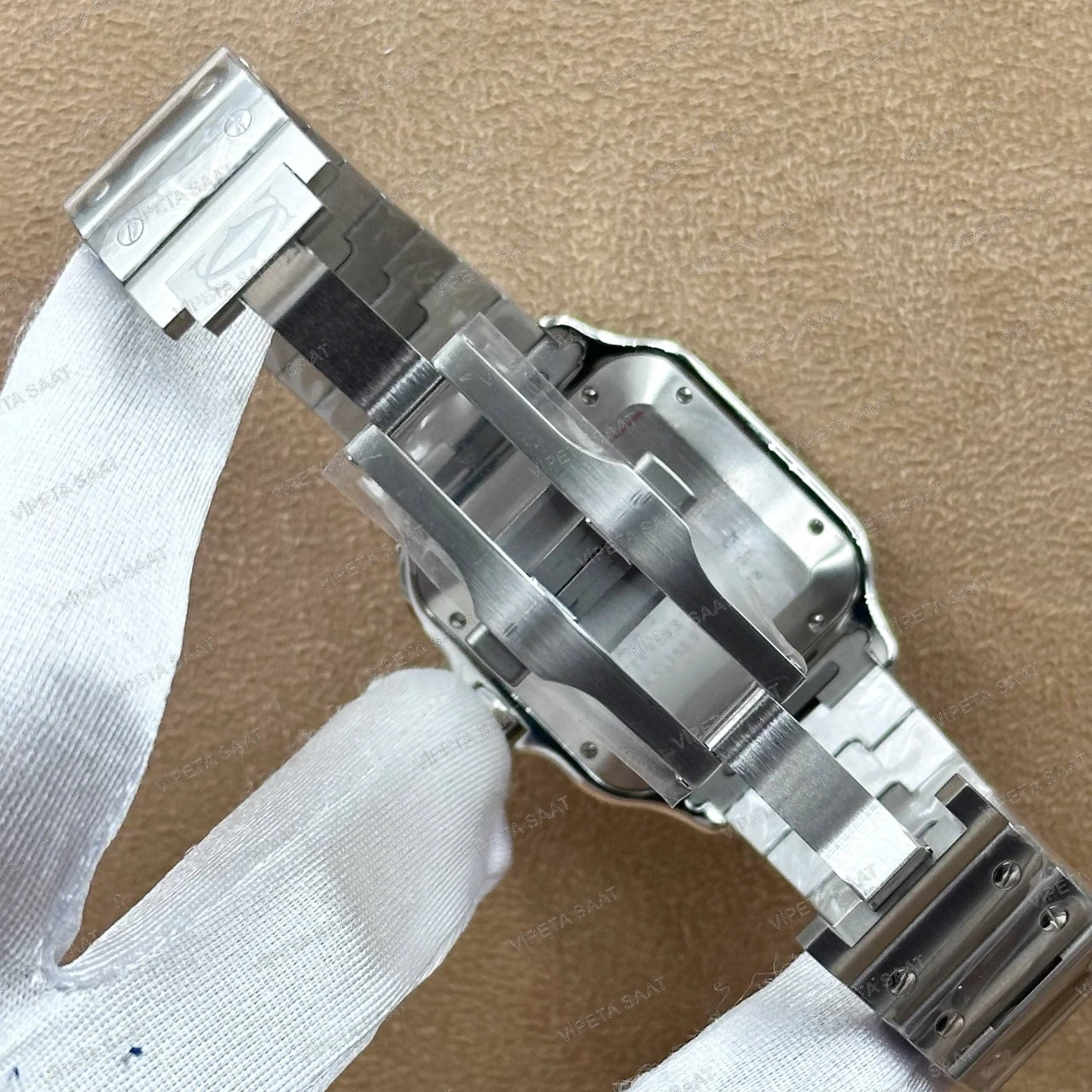 Cartier Santos de Cartier Large WSSA0037 39.8 MM Siyah ADLC Bezel Antrasit Gri Kadran Çelik Bilezik Super Clone ETA Saat - Görsel 6