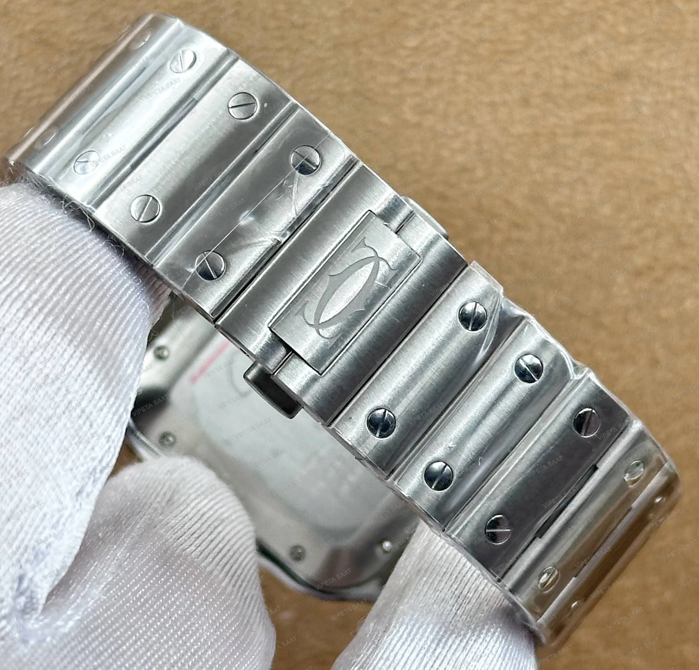 Cartier Santos de Cartier Large WSSA0037 39.8 MM Siyah ADLC Bezel Antrasit Gri Kadran Çelik Bilezik Super Clone ETA Saat - Görsel 7