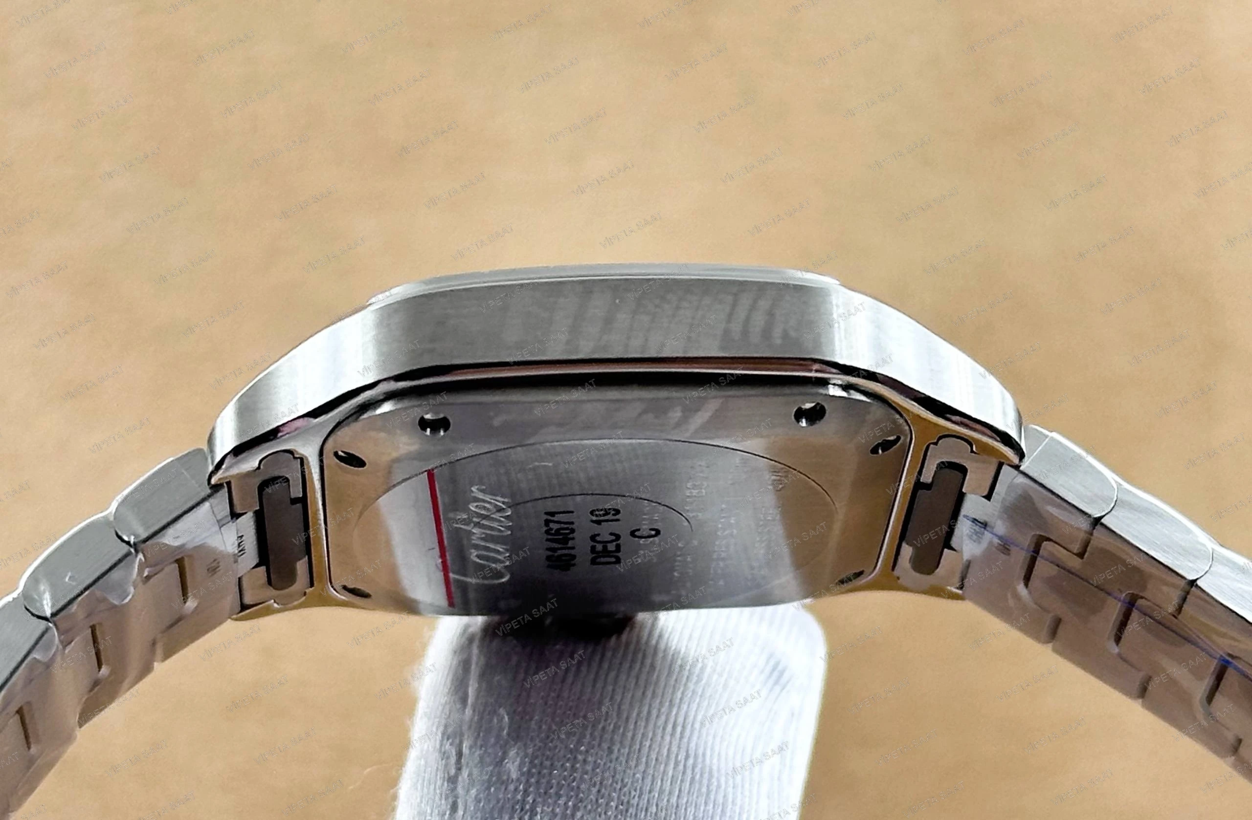 Cartier Santos de Cartier Medium WSSA0029 35.1 MM Beyaz Roma Rakamlı Kadran Çelik Bilezik Super Clone ETA Saat Detay Görsel 3