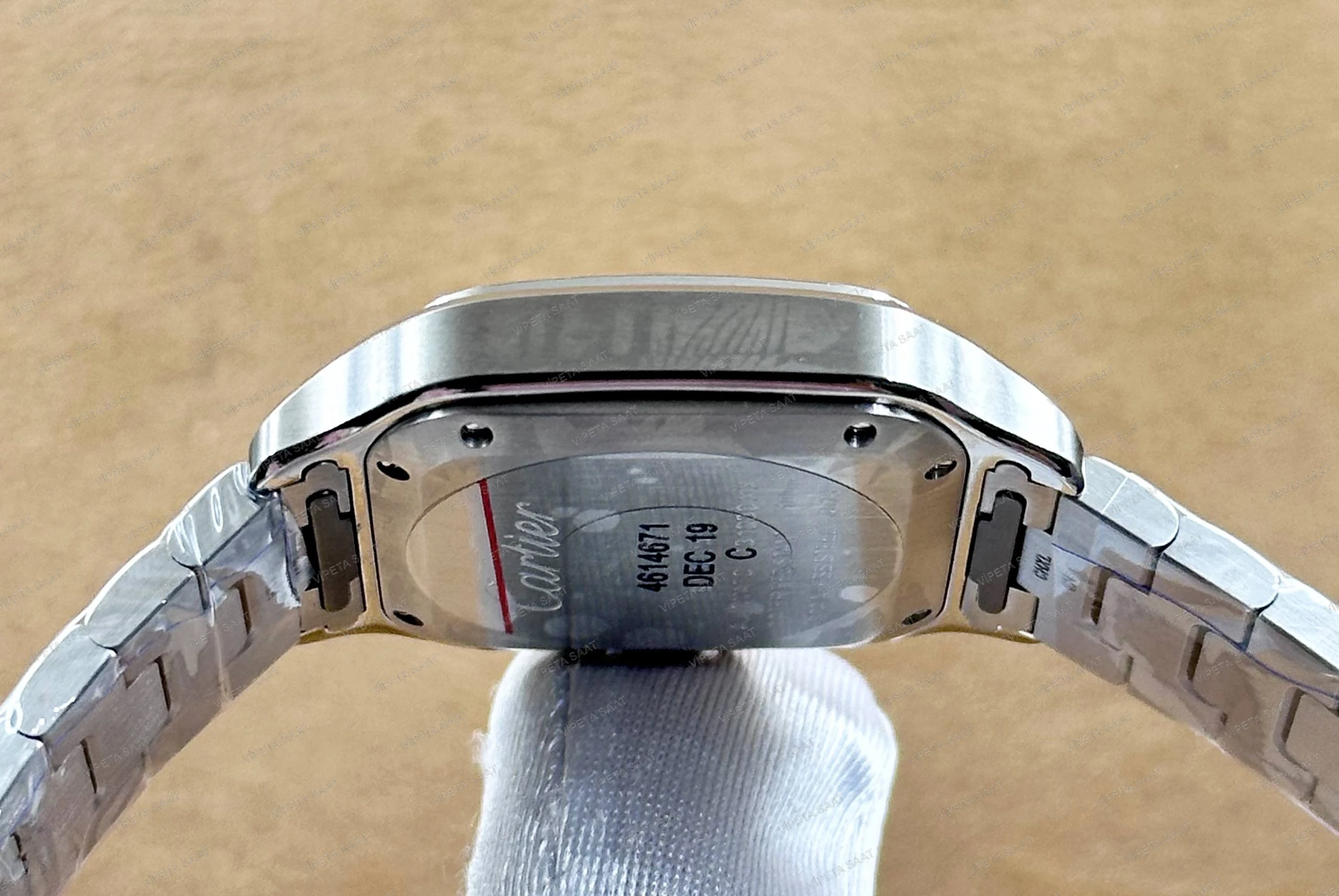 Cartier Santos de Cartier Medium WSSA0063 35.1 MM Lacivert Mavi Kadran Çelik Bilezik Super Clone ETA Saat Detay Görsel 3