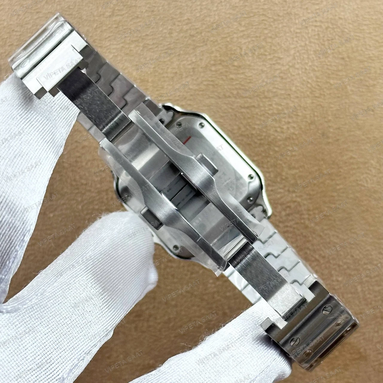 Cartier Santos de Cartier Medium WSSA0063 35.1 MM Lacivert Mavi Kadran Çelik Bilezik Super Clone ETA Saat - Görsel 6