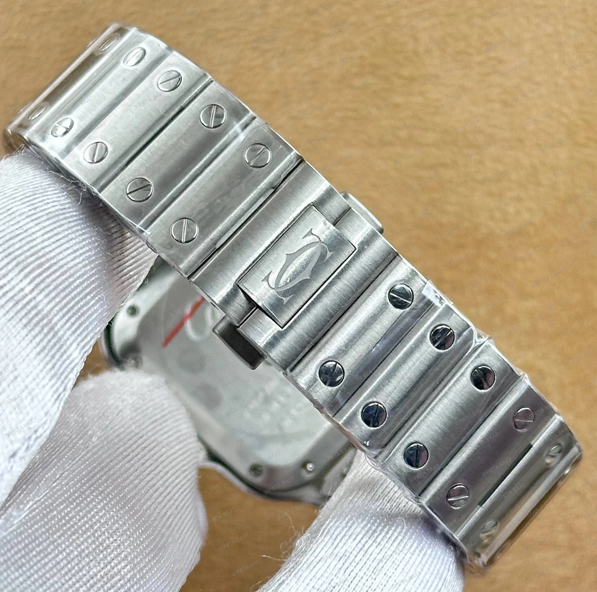Cartier Santos de Cartier Medium WSSA0063 35.1 MM Lacivert Mavi Kadran Çelik Bilezik Super Clone ETA Saat - Görsel 7