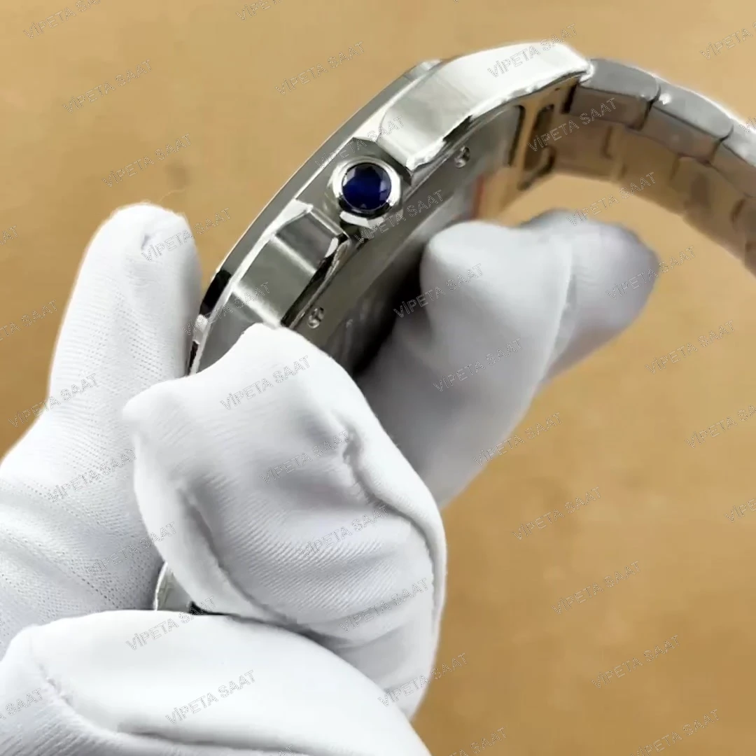 Cartier Santos de Cartier WSSA0061 40 MM Zümrüt Yeşil Kadran Çelik Bilezik Super Clone ETA Saat Detay Görsel 2