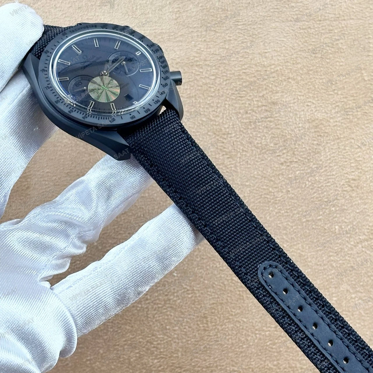 Omega Speedmaster Dark Side of the Moon Black Black 44.25 MM 311.92.44.51.01.005 Siyah Seramik Kasa Siyah Kadran Siyah Kumaş Kordon Super Clone ETA Saat - Görsel 6