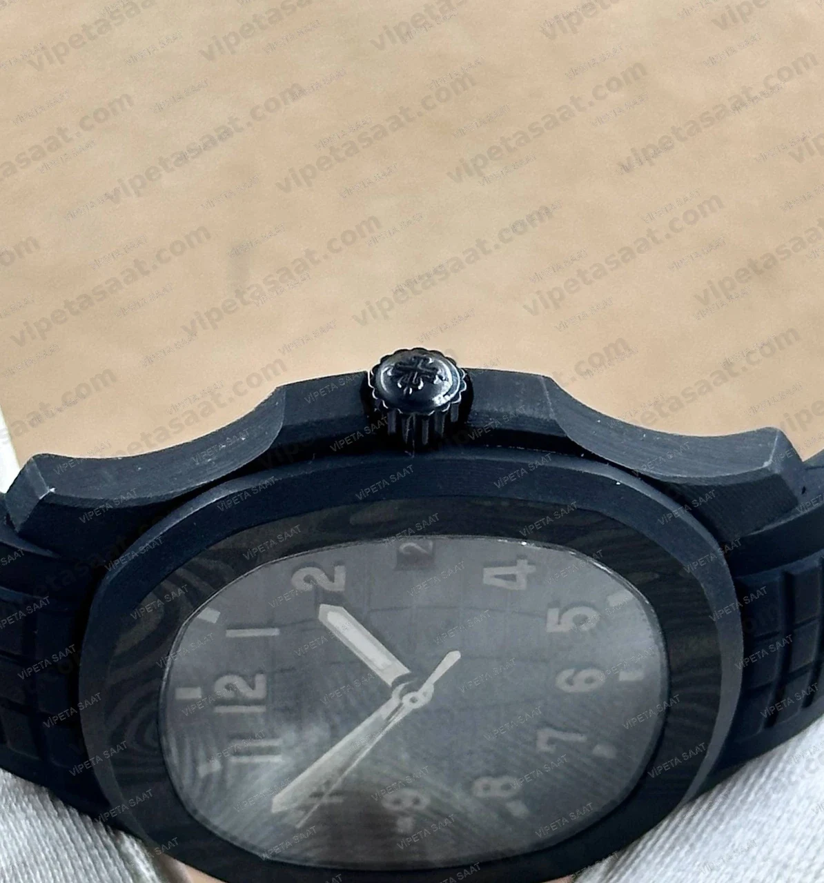 Patek Philippe Aquanaut 5167 41 mm Karbon Kasa Lacivert Siyah Kadran Siyah Kauçuk Super Clone ETA Saat Detay Görsel 2